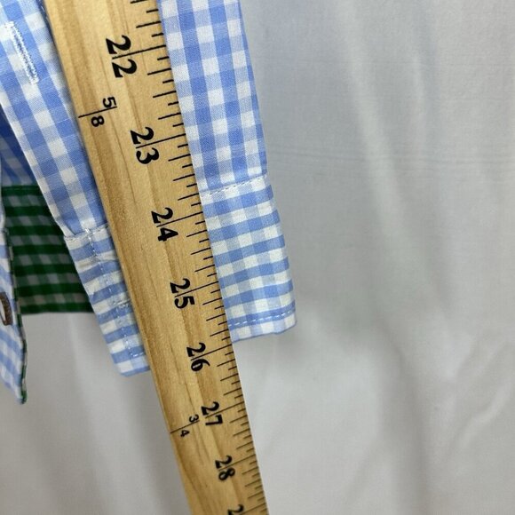 Mens Cotton Button Down Collared Shirt Size XL Blue & White Checkered - Picture 10 of 12